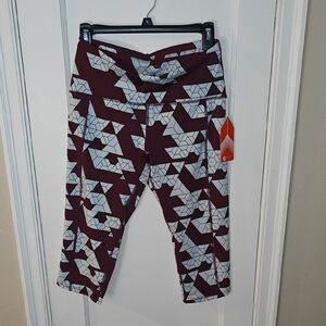 Oiselle Burgundy and White Kids Leggings